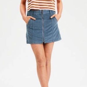 American Eagle High Rise A-Line Corduroy Festival Skirt Size 0 Blue
